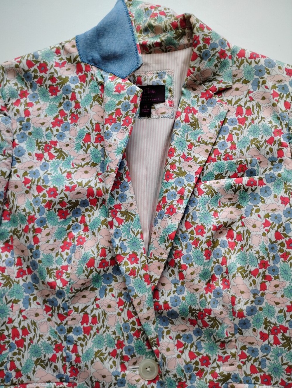 J. Crew + Liberty Art Fabric Poppy & Daisy Floral Blazer Preppy English Size 6